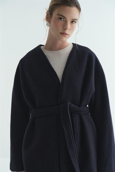 Astarlı Kaşe Kimono Lacivert Buklet