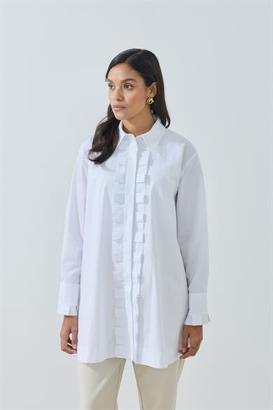 Pili Patlı Gömlek Beyaz