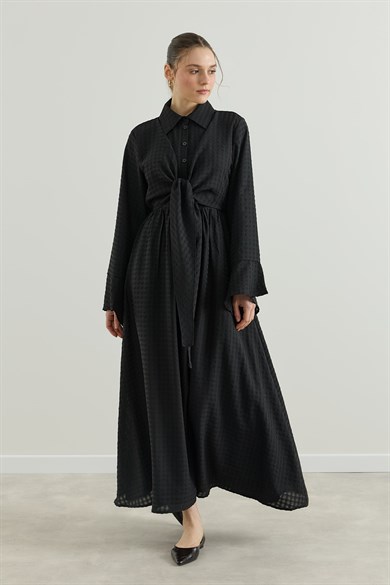 Viona Nakışlı Gömlek Etek Vual Takım Siyah