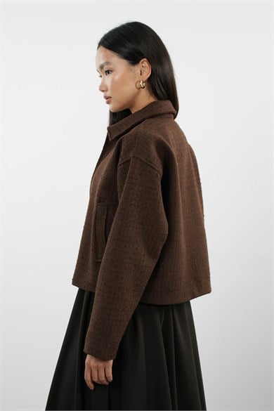 Oversize Fermuarlı Tüvit Astarlı Ceket