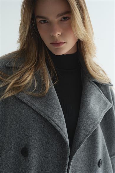 Premium Kruvaze Kaban Melanj Gri