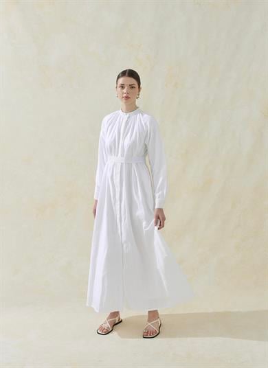  Pamuk Fisto Elbise Beyaz