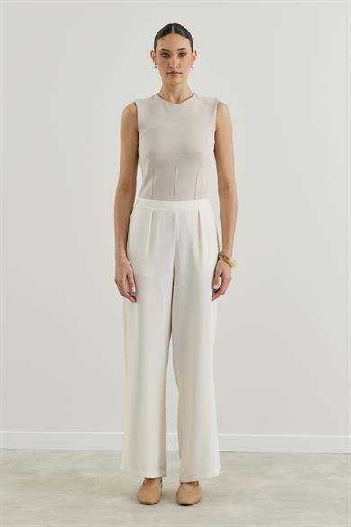 Krep Palazzo Pantolon Ekru