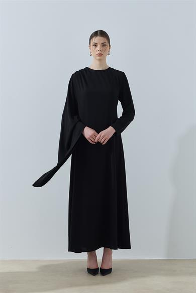 Enda Kol Detaylı Abiye Elbise Siyah