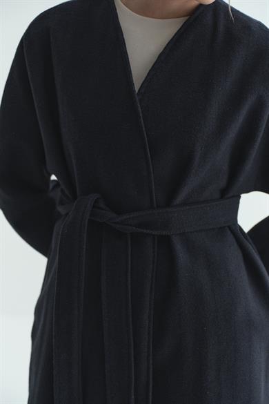 Astarlı Kaşe Kimono Balıksırtı Lacivert