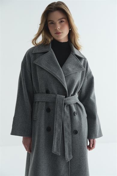 Premium Kruvaze Kaban Melanj Gri