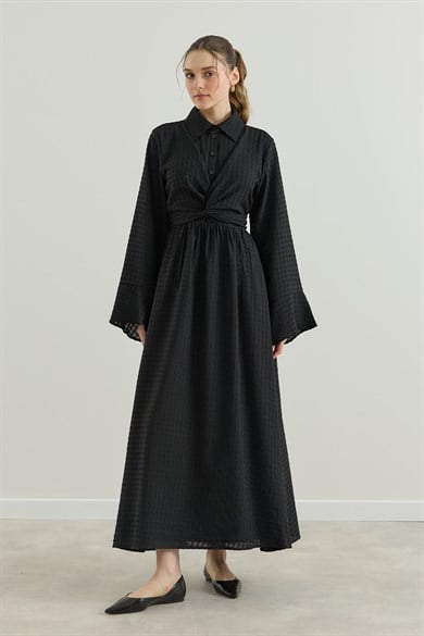 Viona Nakışlı Gömlek Etek Vual Takım Siyah