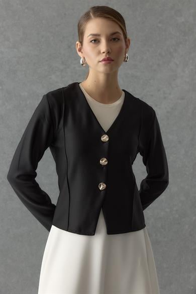 Üç Düğmeli Hırka Siyah