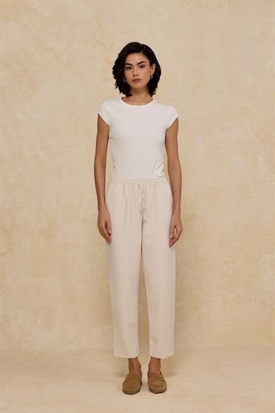 İthal Polyviscon Kumaş Jogger Pantolon Taş
