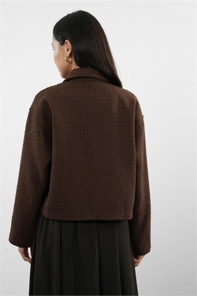 Oversize Fermuarlı Tüvit Astarlı Ceket
