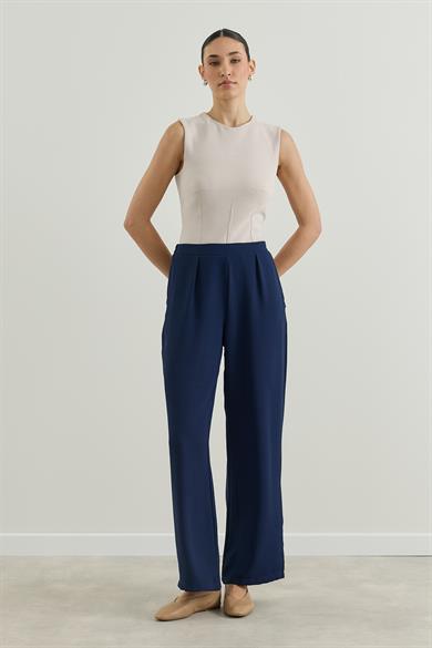 Krep Palazzo Pantolon Lacivert
