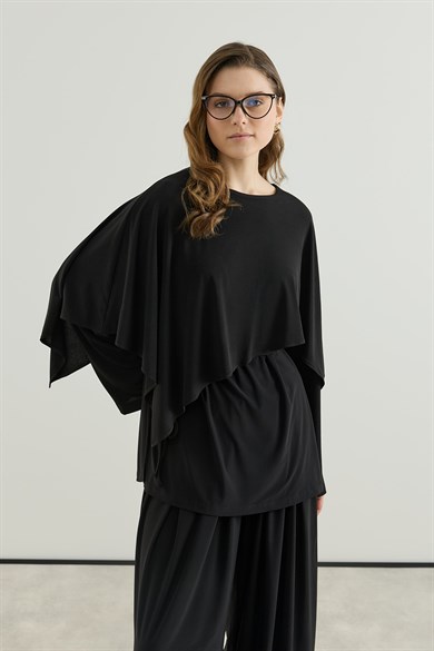 Asimetrik Kesim Tunik Pantolon Sandy Takım Siyah