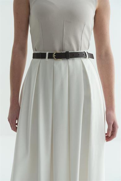 Pilikaşeli Astarlı Etek Beyaz    