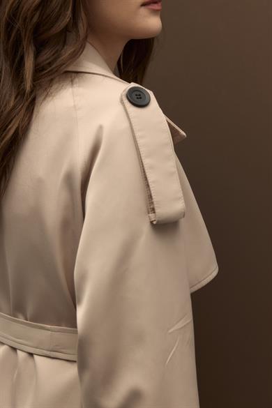 Raina Pamuk Gabardin Kruvaze Trençkot Taş