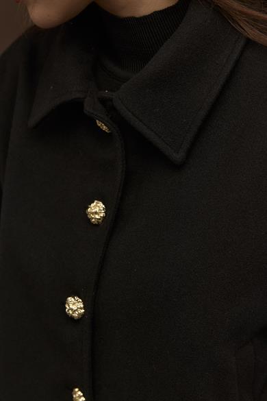 Grace Astarlı Kaşe Mont Siyah