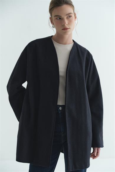 Astarlı Kaşe Kimono Balıksırtı Lacivert