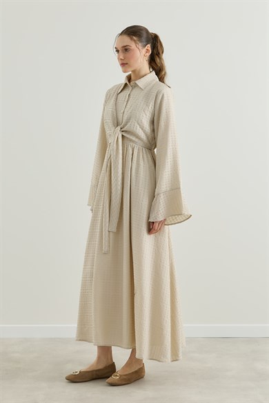 Viona Nakışlı Gömlek Etek Vual Takım Ekru