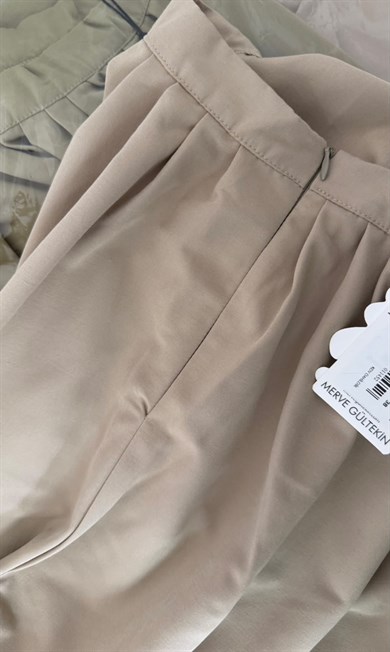 Outlet Sık Pileli Pamuk Gabardin Etek
