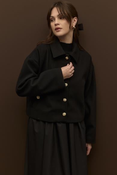 Grace Astarlı Kaşe Mont Siyah