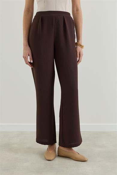 Krep Palazzo Pantolon Kahverengi
