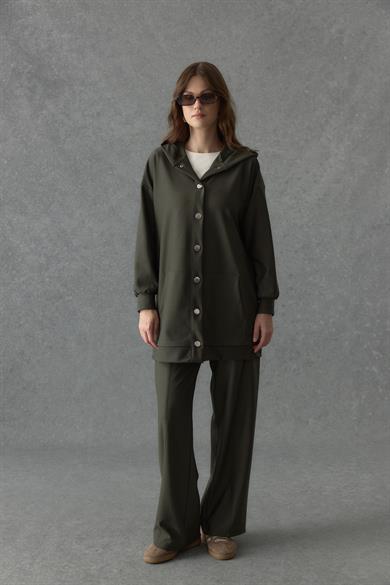 Çelik İnterlok Çıtçıtlı Takım Haki