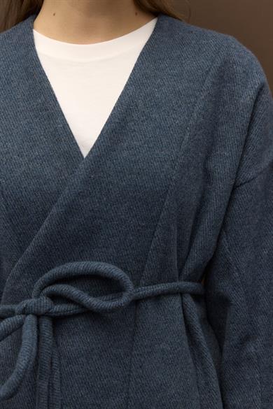 Herringbone Kaşe Ceket Lacivert