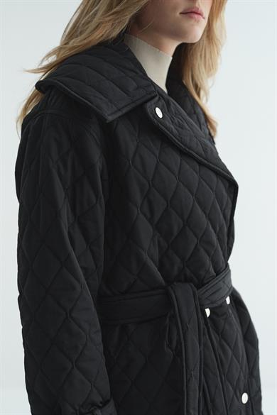 Çıtçıtlı Kapitone Mont Sİyah