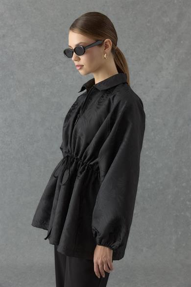 Desenli Jakar Ceket Siyah