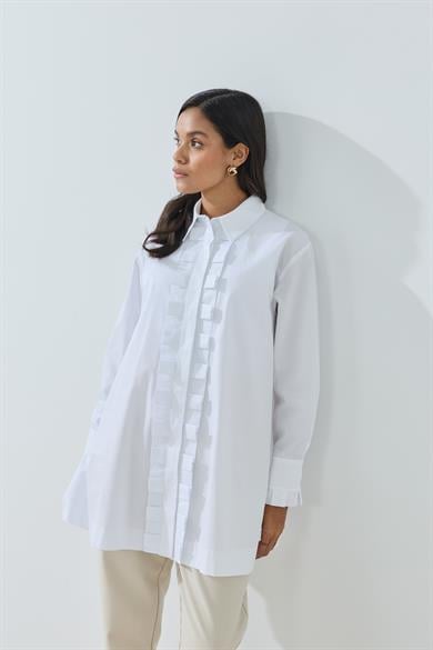 Pili Patlı Gömlek Beyaz