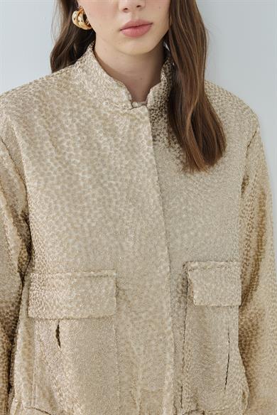 Simli Brokar Bomber Ceket Gold
