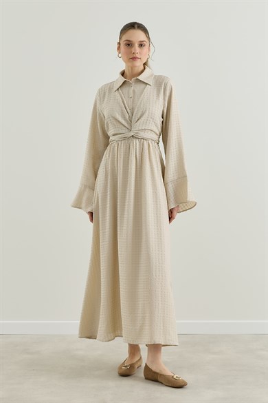 Viona Nakışlı Gömlek Etek Vual Takım Ekru