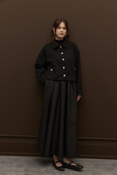 Grace Astarlı Kaşe Mont Siyah