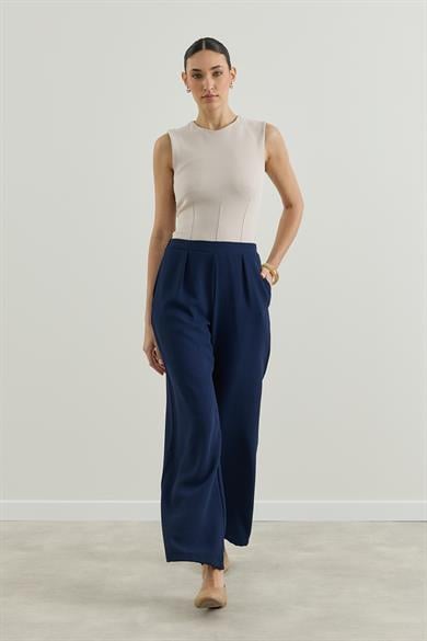 Krep Palazzo Pantolon Lacivert