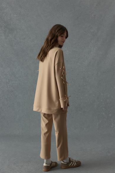 Çelik İnterlok Fiyonk Detaylı Takım Camel 