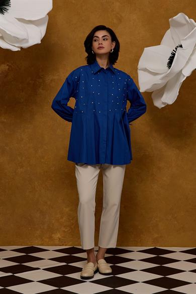 Taşlı Kate Gömlek Lacivert