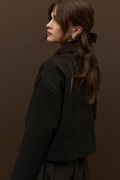 Grace Astarlı Kaşe Mont Siyah