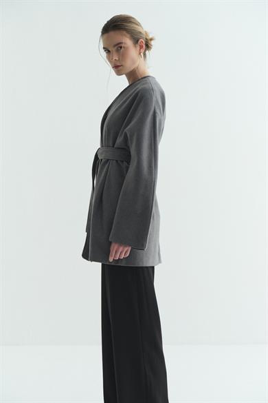 Astarlı Kaşe Kimono Gri