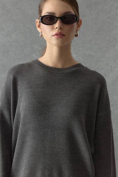 Ribana Geçişli Triko Takım Füme