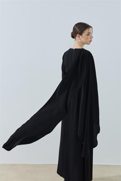 Enda Kol Detaylı Abiye Elbise Siyah