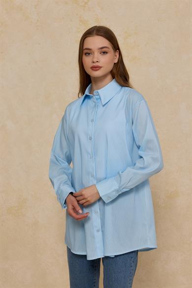 Çizgili Basic Poplin Gömlek