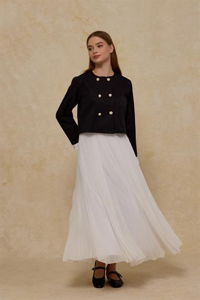 Kolu Garnili Ceket Siyah