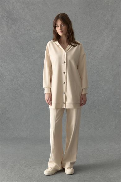 Çelik İnterlok Çıtçıtlı Takım Krem