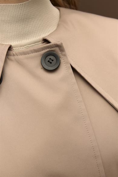 Elora Yaka Detaylı Pamuklu Gabardin Kruvaze Trençkot Vizon