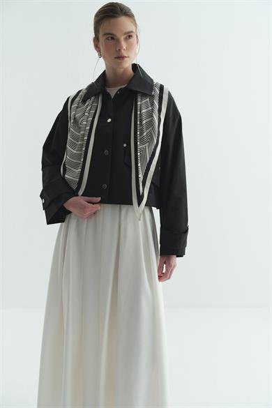 Gabardin Çıtçıtlı Astarlı Ceket Siyah