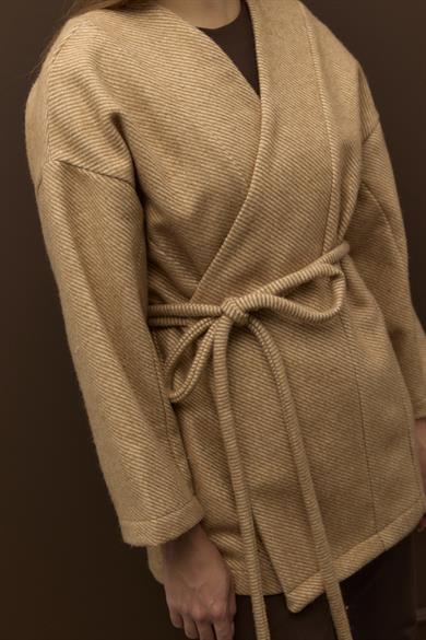 Herringbone Kaşe Ceket Bej