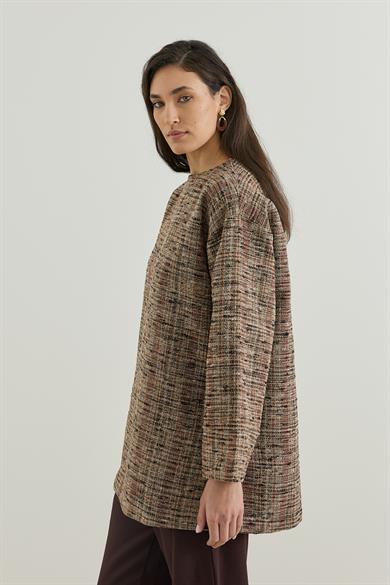Atkı Detaylı Kendinden Desenli Tüvit Tunik