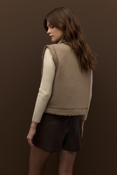 Astarlı Tüvit Yelek Sütlü Kahve