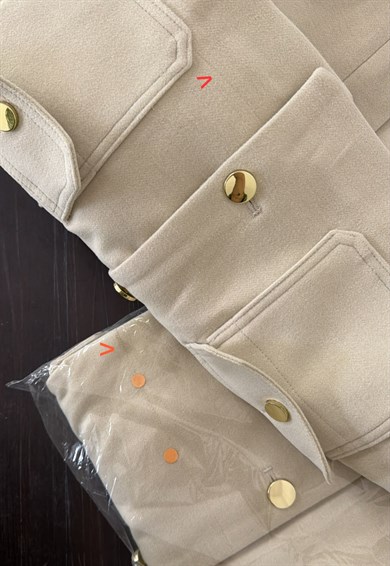 Outlet Cepli Kısa Kaşe Ceket Krem