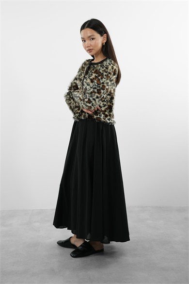 Kırçıllı Leopar Desenli Hırka