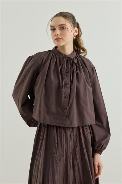 Vual Astarlı Kraş Etek Kahverengi